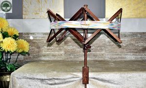 DECOR N UTILITY CRAFTS Luxury Handmade Craft <b>Weaving</b> Loom <b>Kit</b> Wooden Yarn Swift Knitting Tool-Natural Finish Yarn Making Boll - Product Image 4