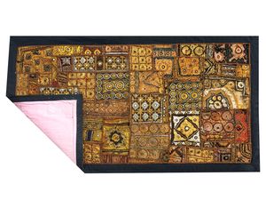 งานปักมือคุณภาพเยี่ยม งานปักดิ้นทองวินเทจ งานปะติดปะต่อแบบชาติพันธุ์ ของตกแต่งผนัง งานโบราณแบบราชสถาน - Product Image 2