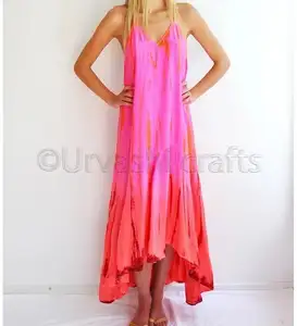 vintage retro hippie boho tie dye beach spaghetti straps stylish girls apparel backless long maxi dress
