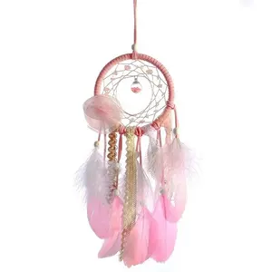 Màu Hồng Thật Lông Dream Catcher Nữ Vật Liệu Quà Tặng Sinh Nhật Diy Đèn Treo Trang Trí Bộ Phận Ấn Độ Cổ Tay Net