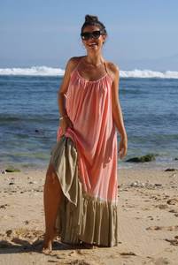 เดรสแม็กซี่ดึงดูดใจสำหรับผู้หญิงชุดเดรสลำลองแขนกุดยาวถึงพื้นสไตล์หวานๆและรอบเอวธรรมชาติ - Product Image 4