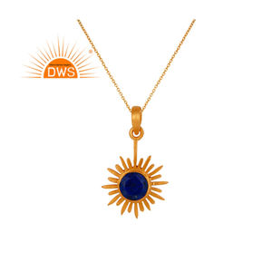 Collar con colgante de piedras preciosas de lapislázuli Natural de Plata de Ley 925 para mujer, fabricante de joyería - Product Image 1