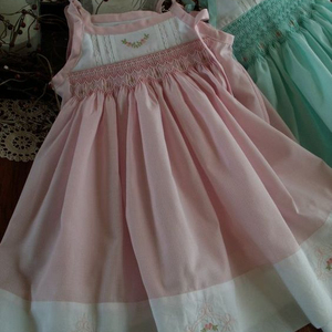 Tiny-vestido estampado hecho a mano para bebé, con bonito bordado de yema, para verano, 2023 - Product Image 1