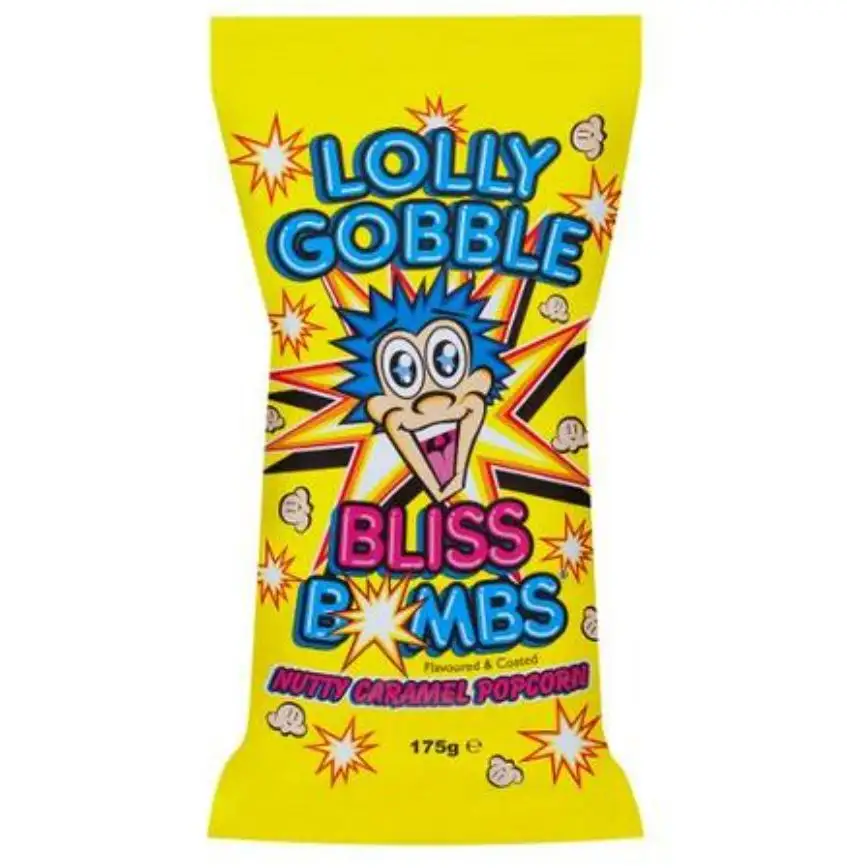 Lolly Gobble Bliss bomba şeker Nutty karamelli patlamış mısır 175g