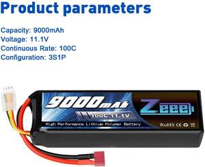 Batería Zeee 3S Lipo 11.1V 9000mAh 100C con Conector Deans, Carcasa Flexible y Placas Metálicas para Coche RC, Camión, Tanque, Carreras, Hobby - Product Image 3