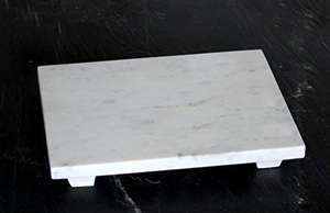 Planche à découper ronde en marbre blanc pour la cuisine - Product Image 4