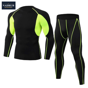 <b>Men's</b> Sports Tight Elastic <b>Compression</b> Gym Trousers and <b>Shirts</b> Set Quick Dry Lightweight Polyester/Nylon - Product Image 3