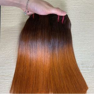 Extensión de tejido de cabello humano Remy virgen de alta calidad barata para paquete de cabello de trama doble de máquina naranja negra - Product Image 3