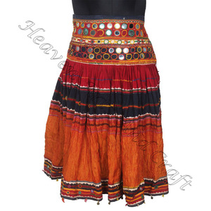 Real Vintage Indian Gujarati Real Kutchi <b>Skirt</b> Multi Embroidered Mirror Work Boho <b>Gypsy</b> Tribal - Product Image 5