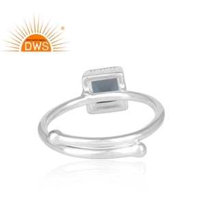 Natural Square Cut London Blue Topaz Gemstone <b>Ring</b> Jewelry Manufacturer Attractive Look <b>925</b> Sterling <b>Silver</b> <b>Ring</b> - Product Image 4
