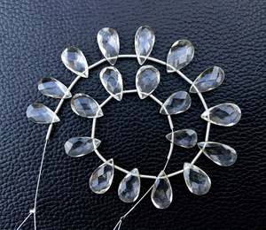 ลูกปัด Briolette ทรงลูกแพร์แบบเหลี่ยมเพชรพลอยควอตซ์ใสธรรมชาติเกรด AAA 19ชิ้นลูกปัดคริสตัลไม่มีสีทำสีขาวแบบ DIY - Product Image 6