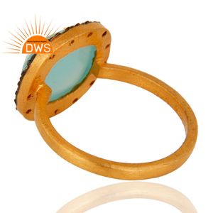 ผู้หญิงแฟชั่น925แหวนเงินค็อกเทล CZ & Aqua Chalcedony แหวนพลอยผู้ผลิต18K Gold Plated เครื่องประดับผู้ผลิต - Product Image 3