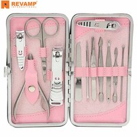 Kits de manucure et pédicure professionnels de luxe de haute qualité, ensembles d'outils en acier inoxydable 5 en 1, couleur personnalisée portable