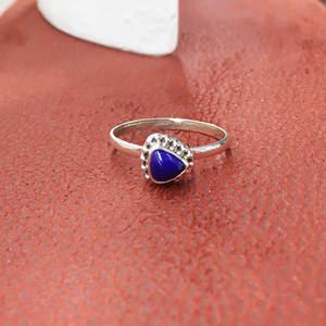 Delicado anillo de Plata de Ley 925, piedra preciosa de lapislázuli azul, joyería bonita hecha a mano con diamante, ajuste de bisel de alta calidad, directo - Product Image 5