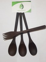 Set Peralatan Makan Sekali Pakai Ramah Lingkungan dari Kayu Kelapa dengan Pisau dan Mangkuk Kerajinan Kayu untuk Berkemah