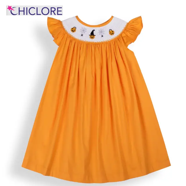 Smocking שמלת בנות שמלת תינוק בגדי ילדי בגדי ילדים חלוק 2021 יד-רקום קפלי סיטונאי
