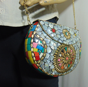 2021 Fashion Design Mosaic Women's Handbag Clutch Evening Party <b>Bag</b> by Lowellcraft.com Metal Flap - Product Image 6