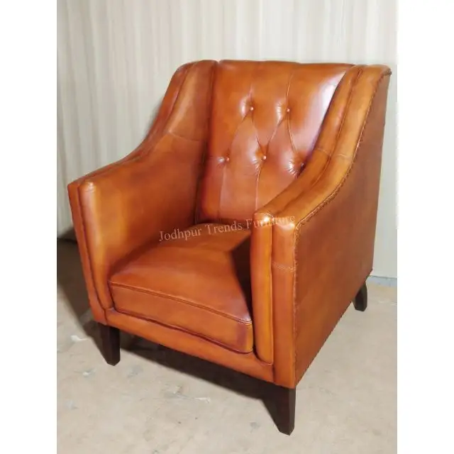 Poltrona de couro Chesterfield, sofá, cadeira de 1 lugar, moderno, marrom, azul, de alta qualidade, para lazer, hotel, sala de estar, venda