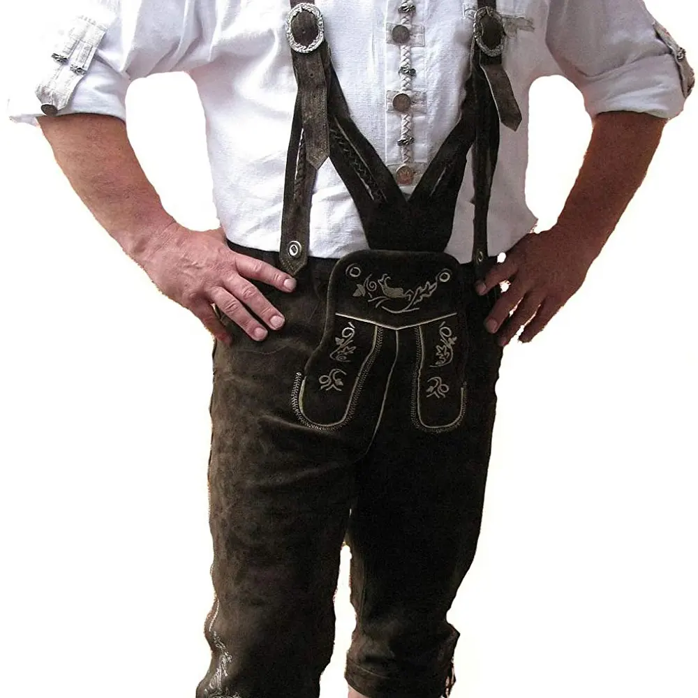 Trachten German Bavaria Oktoberfest Men Kniebund Lederhosen + Áo Sơ Mi + Vớ Set (Bộ Trang Phục Oktoberfest)