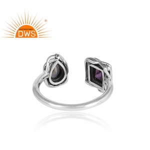 Bague en argent Sterling 925 style Antique pour femme, bijoux de créateur, améthyste et Iolite, pierre précieuse - Product Image 4