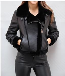 Veste à fermeture éclair unisexe, décontractée, en peau d'agneau véritable, de couleur noir, à la mode, avec vraie fourrure, disponible en toutes les couleurs, fabriqué au Pakistan, nouveau - Product Image 1