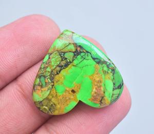 Cabujón de corazón turquesa de cobre, gema en forma de corazón turquesa, cabujón turquesa con gema de cobre - Product Image 5