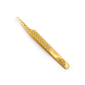 Pince à épiler d'extension de cils en acier inoxydable à 90 degrés Pince à cils à poignée diamantée - Product Image 1