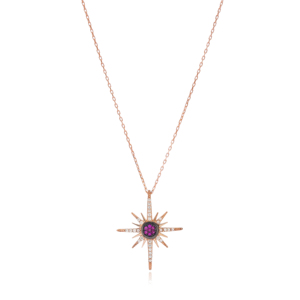 New Trendy Pole Star Collier Artisanat En Gros 925 Argent Sterling Bijoux Ruby Pierre De Haute Qualité - Product Image 1