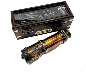 Vintage Star <b>Handmade</b> Antique Maritime Brass <b>Doll</b> and London Telescope Nautical Vintage Spyglass Scope with Wooden Box gift - Product Image 1