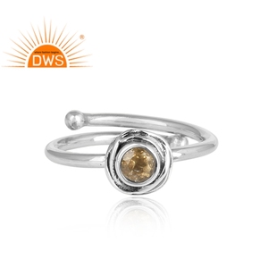 Bague enveloppée en Citrine jaune naturelle, pierre précieuse naturelle, argent Sterling 925, fabrication de bijoux - Product Image 1