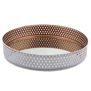 Plateau de luxe en verre et fer couleur cuivre plateaux de noël décoratifs faits à la main plateau de service alimentaire décoratif - Product Image 1