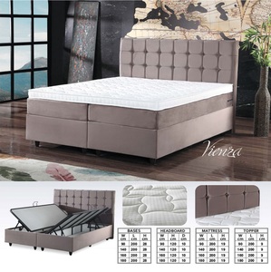 Juego de dormitorio de lujo con cabecero de cama colchón armario tocador mesa auxiliar base de cama con almacenamiento colchón de muelles de bolsillo - Product Image 3