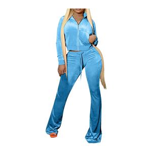 Luxury Velvet Sweatsuit <b>Women</b> 2025 Soft Oversized Hoodie & <b>Jogger</b> Set Trendy Instagram Style Wholesale Custom Logo OEM - Product Image 1