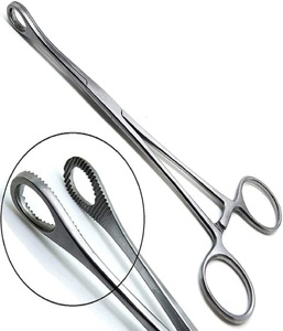 Fórceps de sujeción de esponja, ovaladas de mordazas dentadas 9,5 ", instrumento quirúrgico hecho de acero alemán - Product Image 1