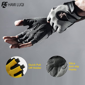 Guantes antideslizantes de medio dedo para hombre, para Fitness, gimnasio, levantamiento de pesas, ejercicio - Product Image 5