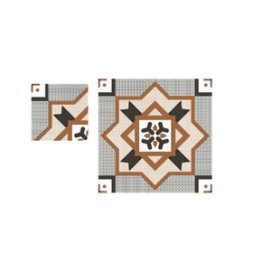 สีครีม ดีไซน์ขอบสีน้ําตาล กระเบื้องปูพื้นเซรามิกเคลือบเงา 40x40ซม - Product Image 4