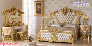 Contemporary Durable Customized Size <b>Bed</b> with <b>White</b> Leather Tufting Modern Round Design Teak <b>Wood</b> Bedroom Furniture - Product Image 5