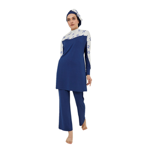 Bañador de piscina de manga larga, traje de baño musulmán árabe hecho a medida, Color contrastante - Product Image 1