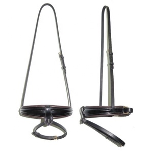 Bande de nez combinée de cheval en cuir de rêne équestre de haute qualité avec couture fantaisie corde de plomb d'équitation haute vente - Product Image 2