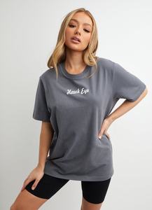 T-shirt long et ample de couleur gris fumée pour femmes, grande taille, vente en gros de t-shirts de sport pour femmes - Product Image 2