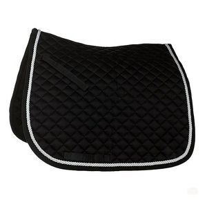 Tapis de selle matelassé blanc en tissu polycoton LLT avec logo personnalisé, taille personnalisable pour le dressage et l'équitation anglaise - Product Image 3