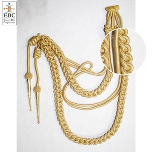 Servicio OEM, Cordón Dorado Aiguillette en Hilo Metálico de Seda, Mylar o Alambre de Bullion con Puntas Doradas - Product Image 3