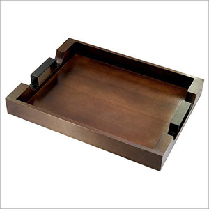 Plateau de service en bois d'acacia pur avec poignée en métal fait à la main couleur et design personnalisés pour la maison, le restaurant, le bar et l'hôtel. - Product Image 1