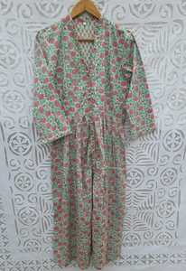 ชุดเดรสผ้าฝ้ายพิมพ์ลายบล็อกสั่งทำขายส่ง พร้อมเสื้อเชิ้ตติดกระดุม ทรงเอไลน์จีบแบบลำลองสำหรับผู้หญิง - Product Image 5