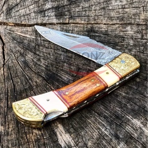 Cuchillo de bolsillo de acero damasco hecho a mano, cuchillo plegable - Product Image 2