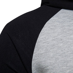 Vente en gros OEM Anti-rides pour hommes 100% coton polaire Color Block Sweat à capuche pull gris noir avec cordon de serrage élégant sweat à capuche décontracté - Product Image 4
