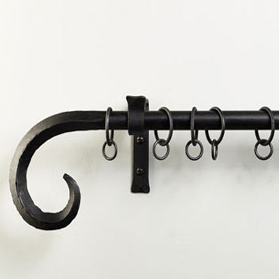 Tringle à rideaux extensible en métal pour rideaux à œillets, noir, 76