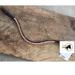 Diadema para Caballo de Cristal Opal Rosa Dorado de Cambio Rápido, Banda de Brida de Lujo con Pedrería de 8 mm con Sistema de Intercambio Fácil de Gancho y Bucle - Product Image 1