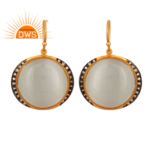 Boucles d'oreilles indien plaqué or 925 en pierre de lune blanche, bijou fait à la main, vente en gros, livraison gratuite - Product Image 1