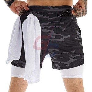 Pantalones cortos atléticos para hombre 2 en 1, entrenamiento de gimnasio, pantalones cortos para correr de 7 ''con lazo de toalla | El mejor proveedor de pantalones cortos de entrenamiento de gimnasio - Product Image 4